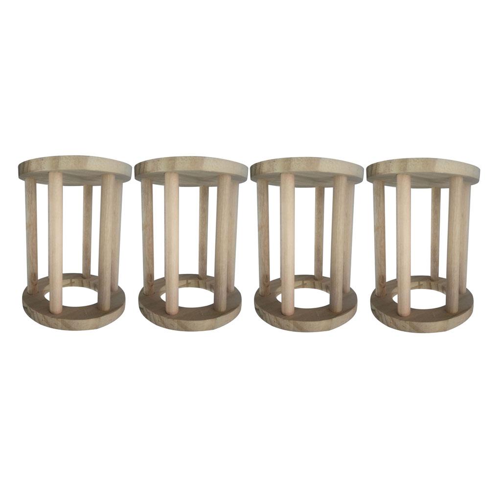 4pcs Rabbit Hay Feeder Natural Wooden Hay Grass Rack Food Guinea Pig Hamster