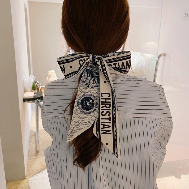 Khăn turban bandana vintage hoa lụa cột tóc hạt châu phụ kiện tóc