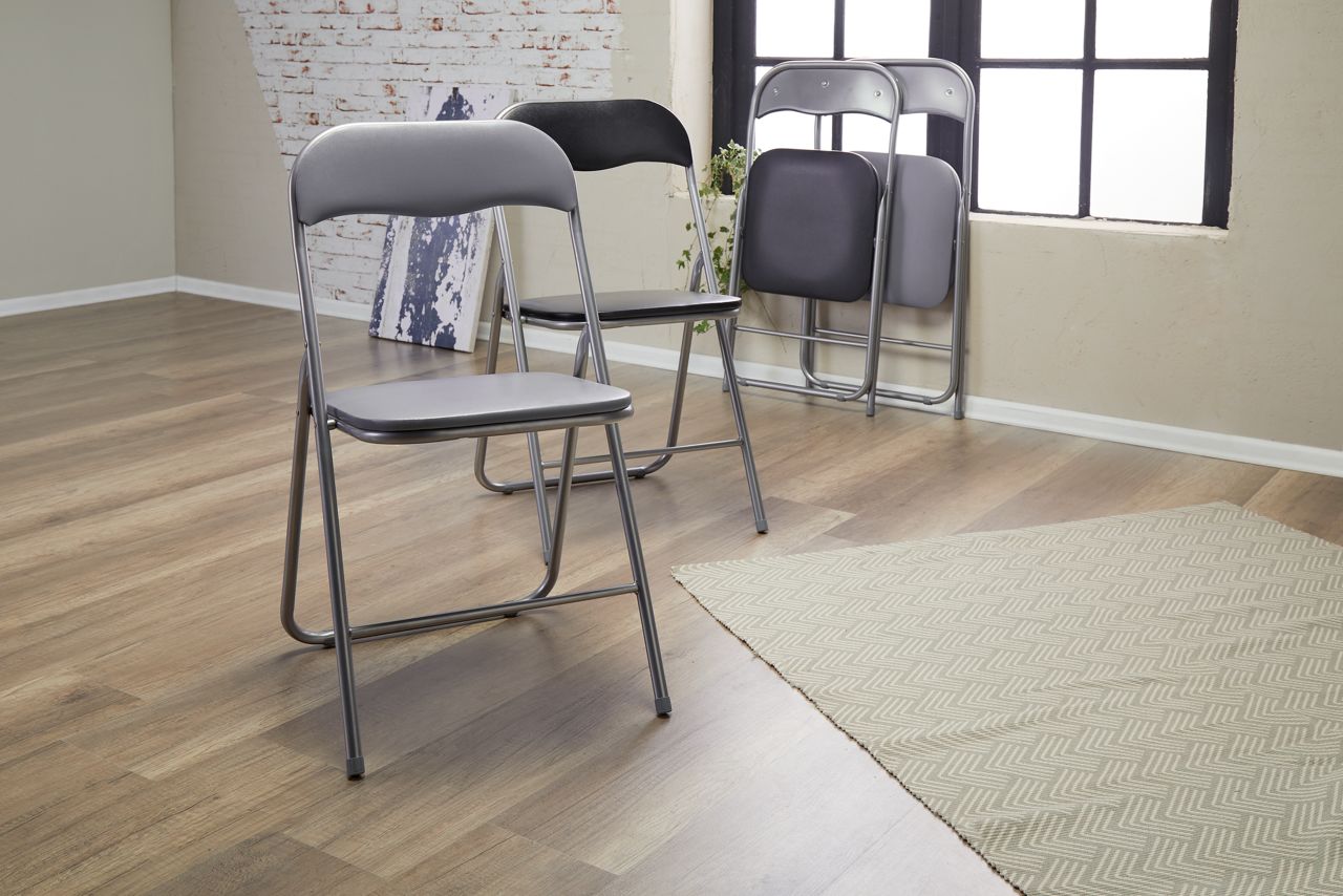 Ghế gấp | JYSK Viuf | kim loại/polyester | xám/đen | R44xS45xC81cm