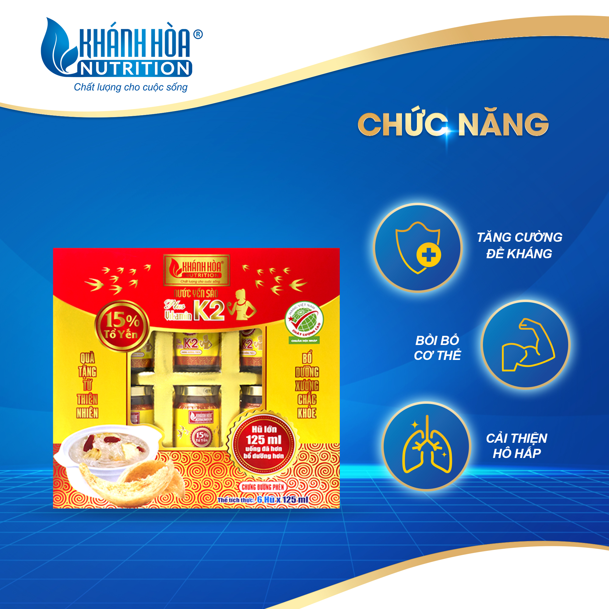 Nước Yến Sào 15% Bổ Sung Vitamin K2 Khánh Hòa Nutrition