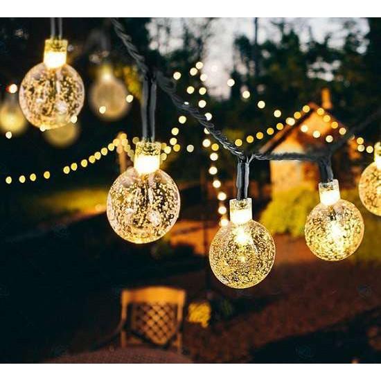 Dây bóng led trang trí cherry ball 7.5m - 40 quả bóng trắng bi trắng nhựa cao cấp đẹp