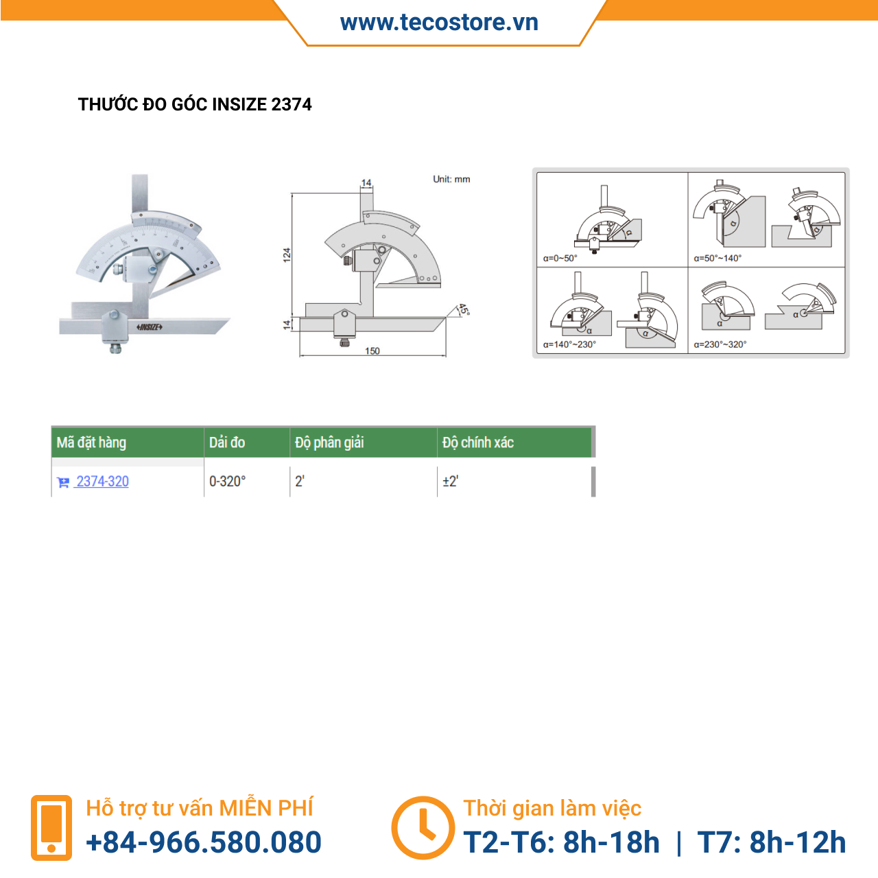 Thước đo góc Insize 2374