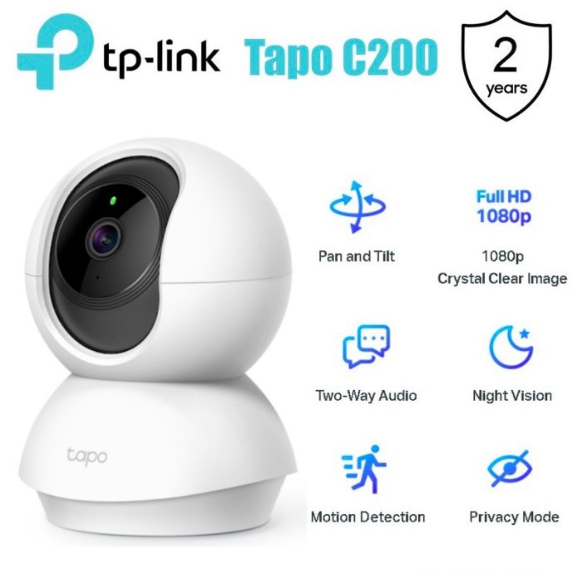 Camera TP-Link Tapo C200 | FHD 1080P (2MP) | Xoay 360 Độ | Đàm thoại 2 chiều | Bảo hành 2 năm | Hàng Chính Hãng