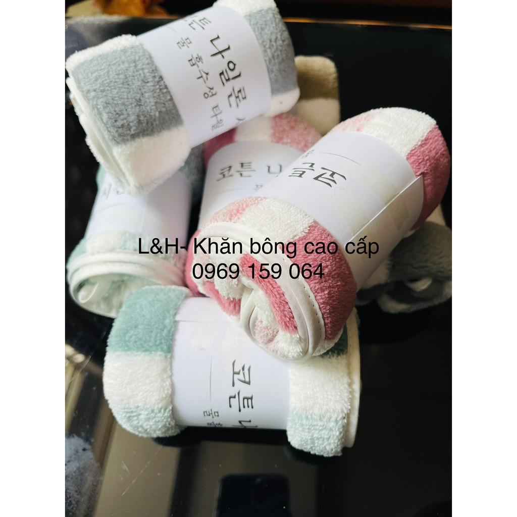 Khăn mặt lông cừu, kẻ mờ, KT 30x50cm
