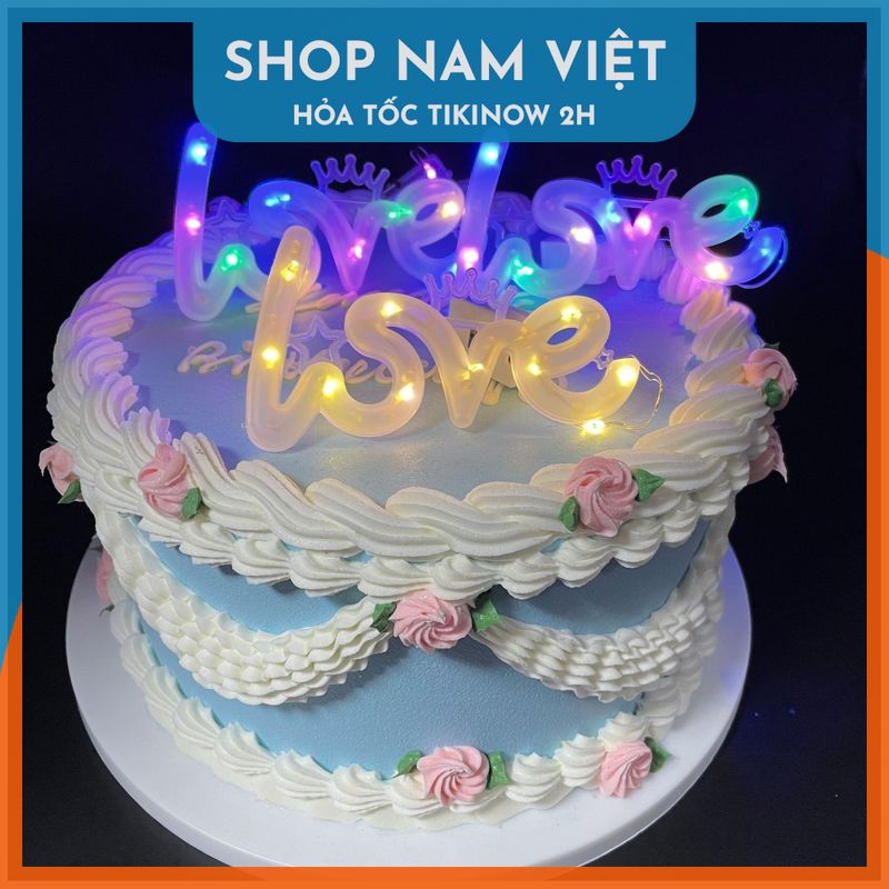 Đèn Led Chữ LOVE Trang Trí Bánh Kem, Hộp Quà, Cây Thông