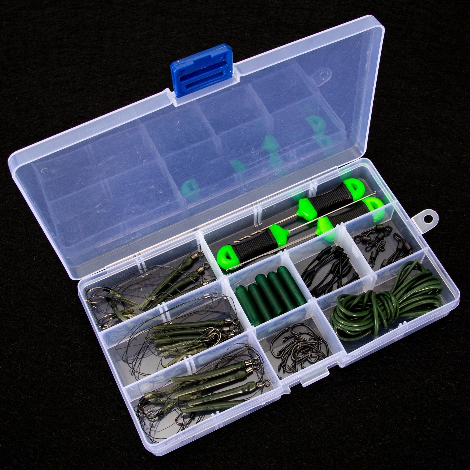 Carp Fishing Accessories Fishing Connectors Rig Tube Hooks Sleeves Carp Fishing Kit with Storage Box