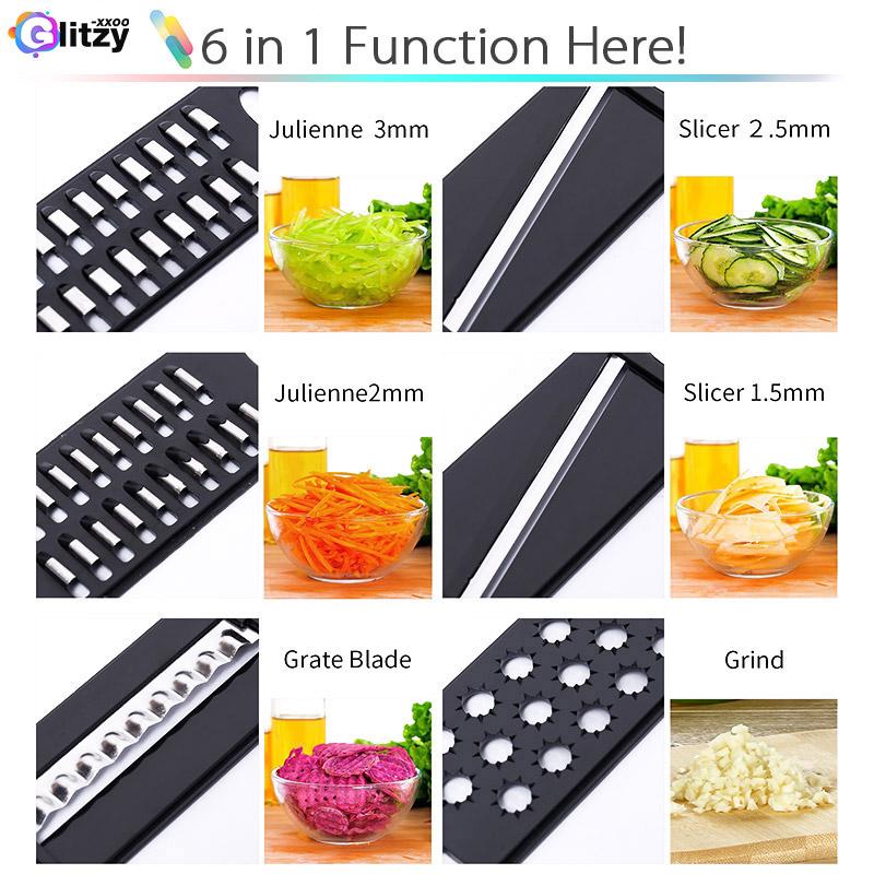 Rau Củ Quả 6 Trong 1 Mandoline Đa Máy Thái Cụ Gọt Vỏ Trái Cây Khoai Tây Phô Mai Xay Xay Thịt Bếp Phụ Kiện Cắt Dụng Cụ