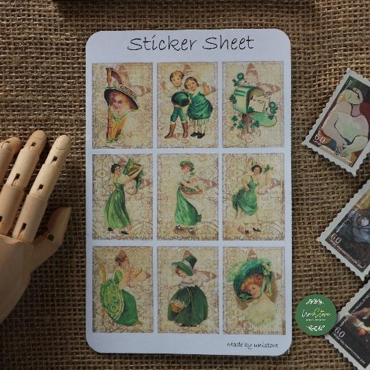 sticker sheet patrick junk journal - sticker dán, trang trí sổ nhật kí, sổ tay | Bullet journal sticker - uni027