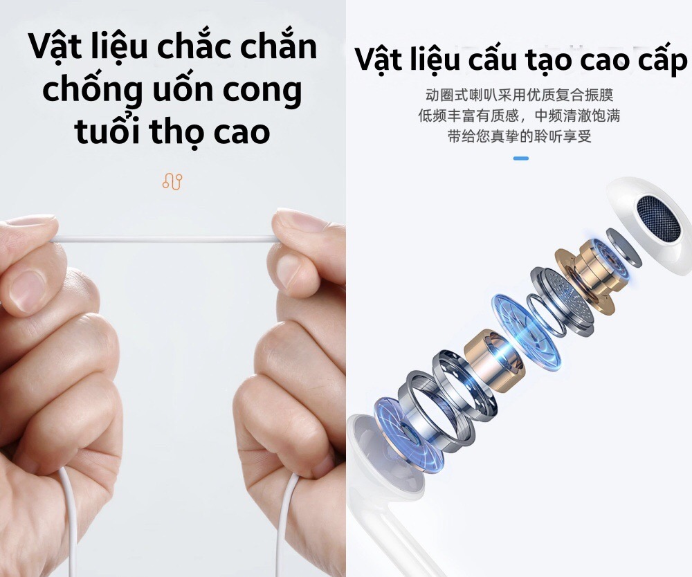 Tai nghe Wiwu Earbuds EB303 dành cho các thiết bị chân type c, với micro tích hợp, hỗ trợ gọi điện thoại, điều khiển nhạc - Hàng chính hãng