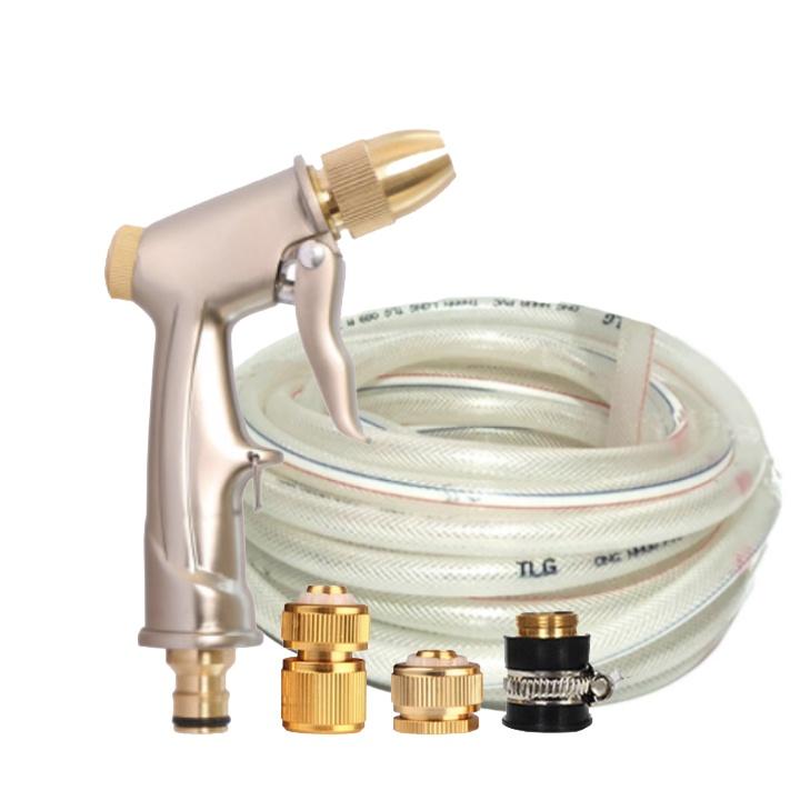 Rửa xe tưới cây Bộ dây và vòi xịt tăng áp lực nước 300% loại 25m cút đồng,nối đồng 206701-1