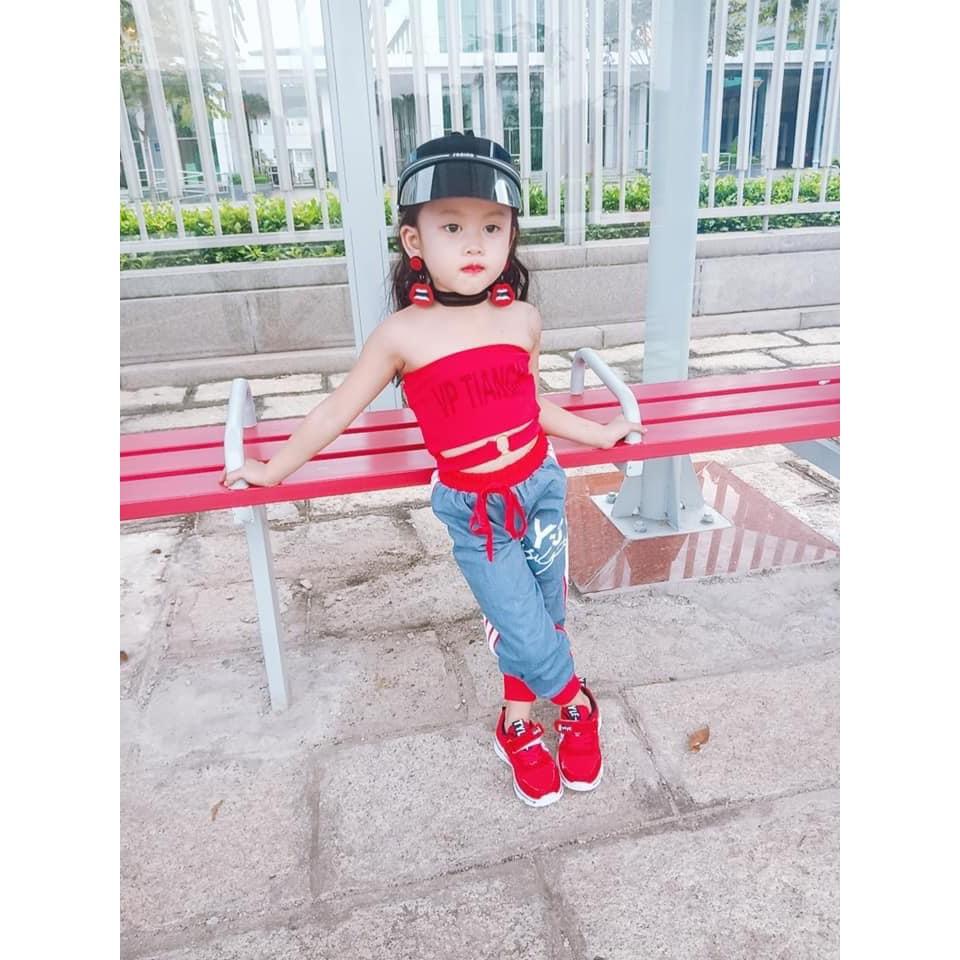 SET THỂ THAO ÁO ỐNG CROPTOP QUẦN BẠ JEAN BÉ GÁI CÁ TÍNH