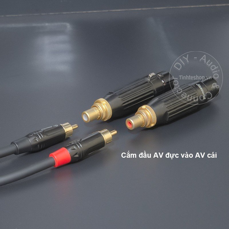 Giắc canon đực ra hoa sen 1 cặp lõi đồng mạ bạc - DIY XLR male to RCA female converter