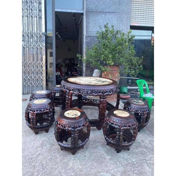 Bộ bàn ghế trống trúc gỗ trắc sang trọng