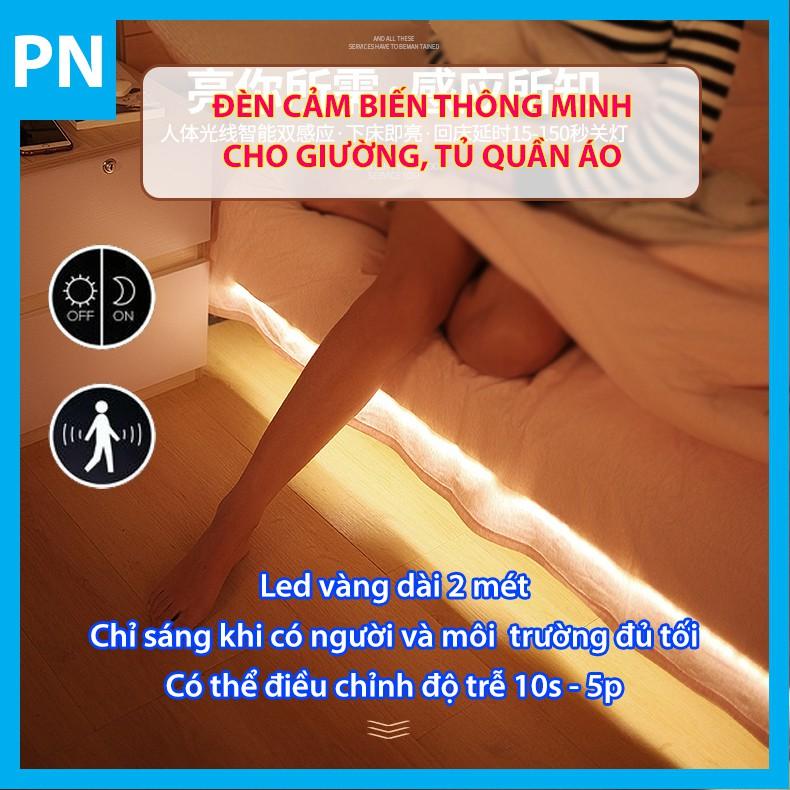 Đèn Cảm Biến Thông Minh LED Dây Cho Giường Ngủ, Tủ Quần Áo, Phòng Ngủ dài 2 mét có dán 3M