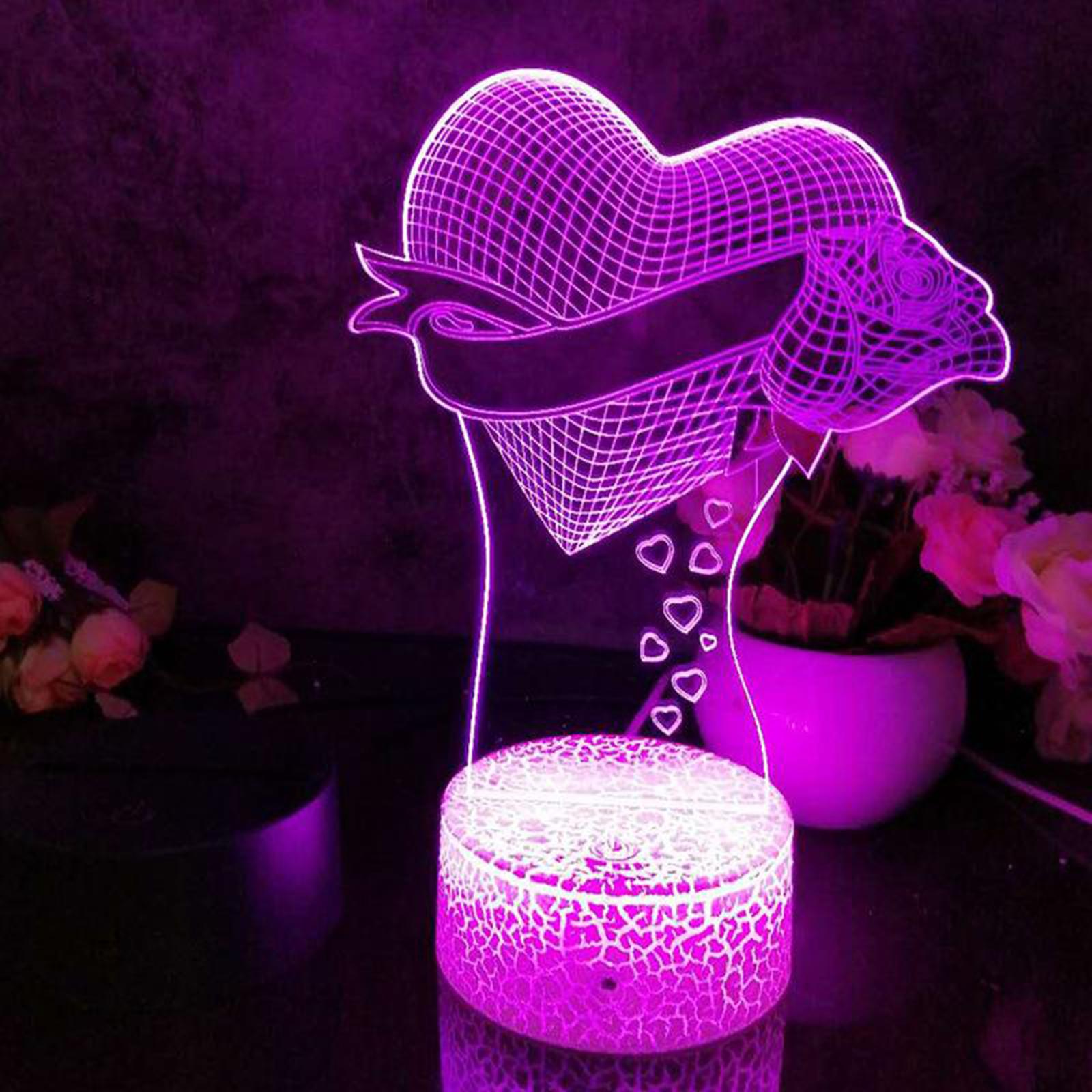 Premium 3D Night LED Light Replacement Base with Remote Control, USB Cable Adjustable 7 Colors Color Changing Lamp Decorative Lights Holder