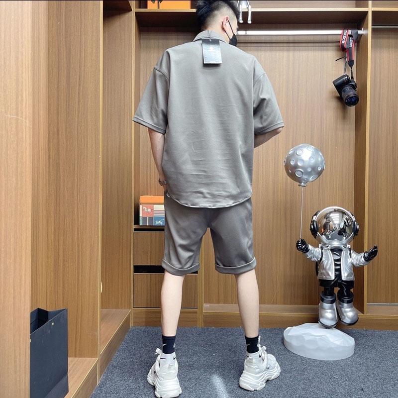 Bộ Đồ Nam Unisex Mùa Hè Áo Sơ Mi Phối Túi Ngực Tay Lỡ Quần Short Cạp Chun Thời Trang Zenkonu QA NAM 128V1