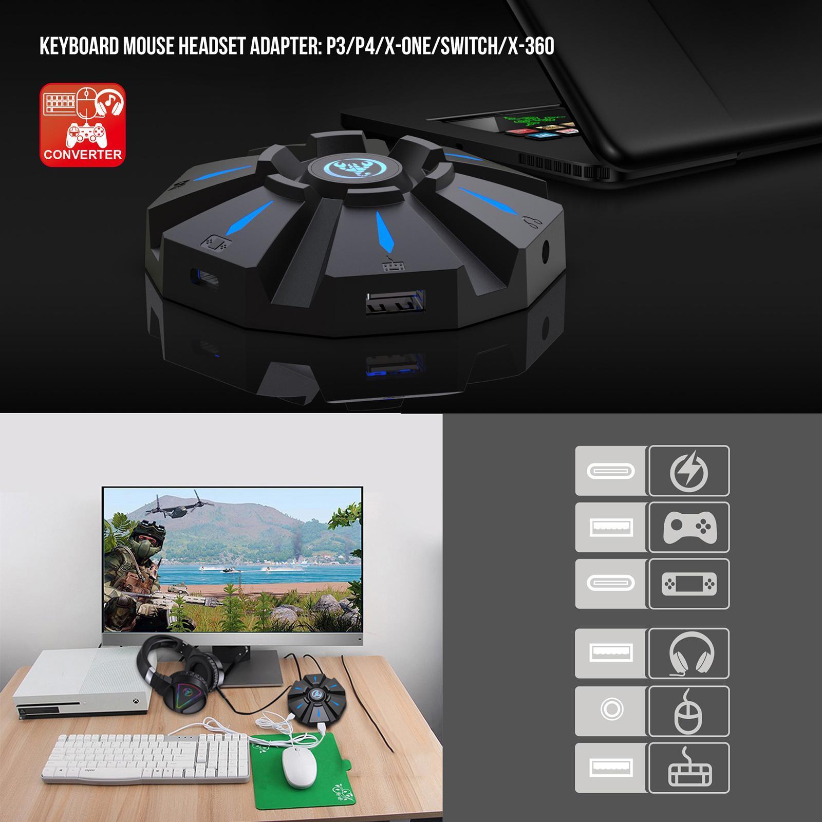 ABS USB Gaming Keyboard Mouse Console Adapter Type C for PS3