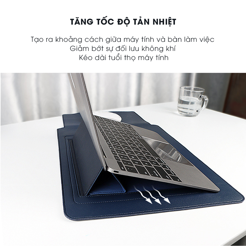 Túi Da Đựng Laptop Chống Sốc Kiêm Giá Đỡ Đa Năng