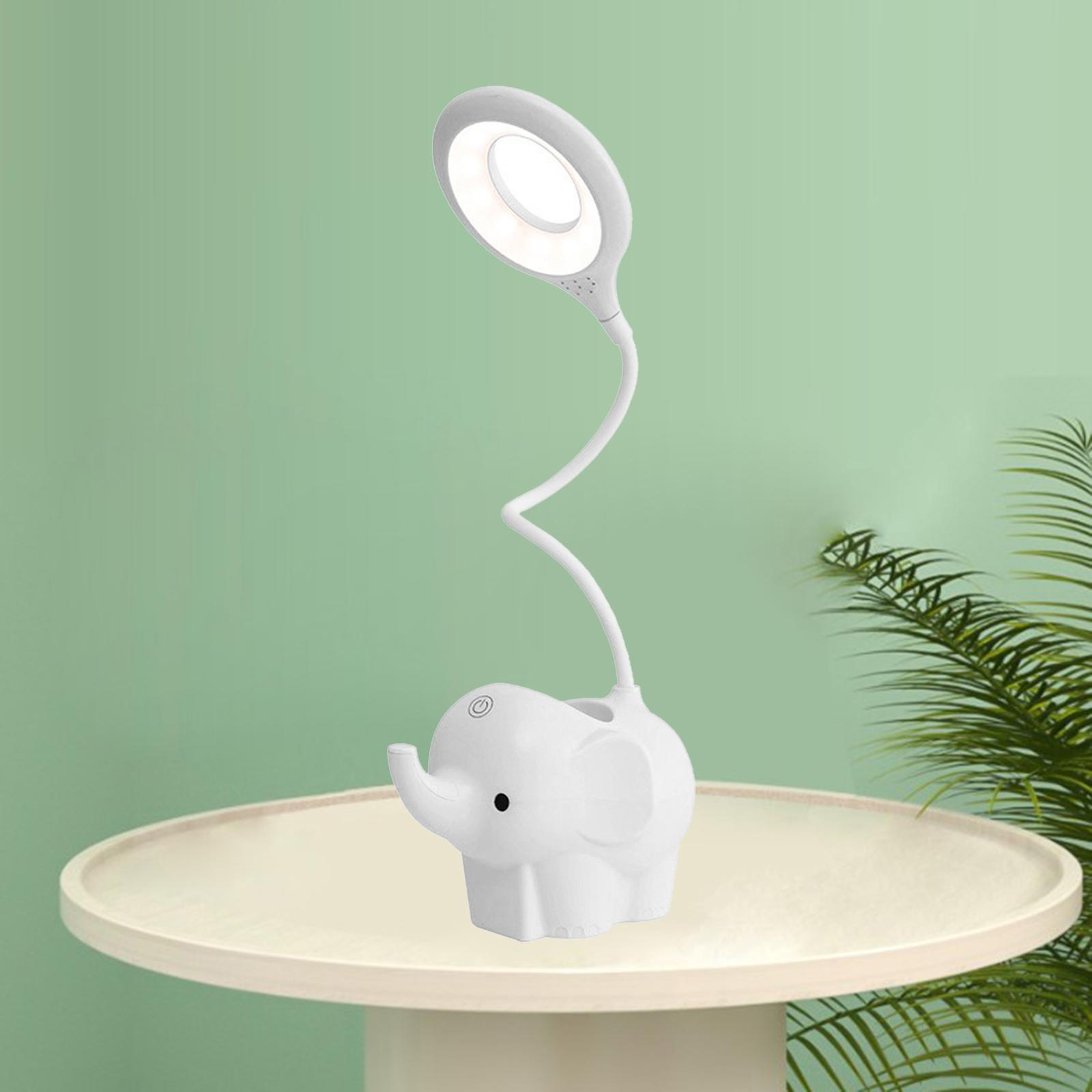 Rechargeable Elephant LED Desk Lamp 2x White Night Light