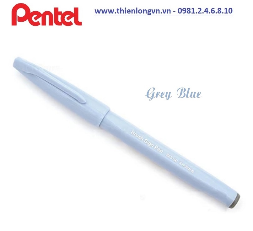 Bút lông viết thư pháp hiện đại Pentel SES15C-S3X xanh xám; Calligraphy Fude Touch Sign - Grey Blue