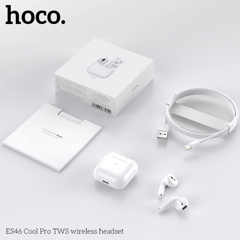 Tai Nghe Bluetooth True Wireless Mini Hoco ES46 Cool Pro V5.0 - Cảm Ứng - Định Vị - Đổi Tên Tai Nghe (Màu Trắng) - Hàng Chính Hãng