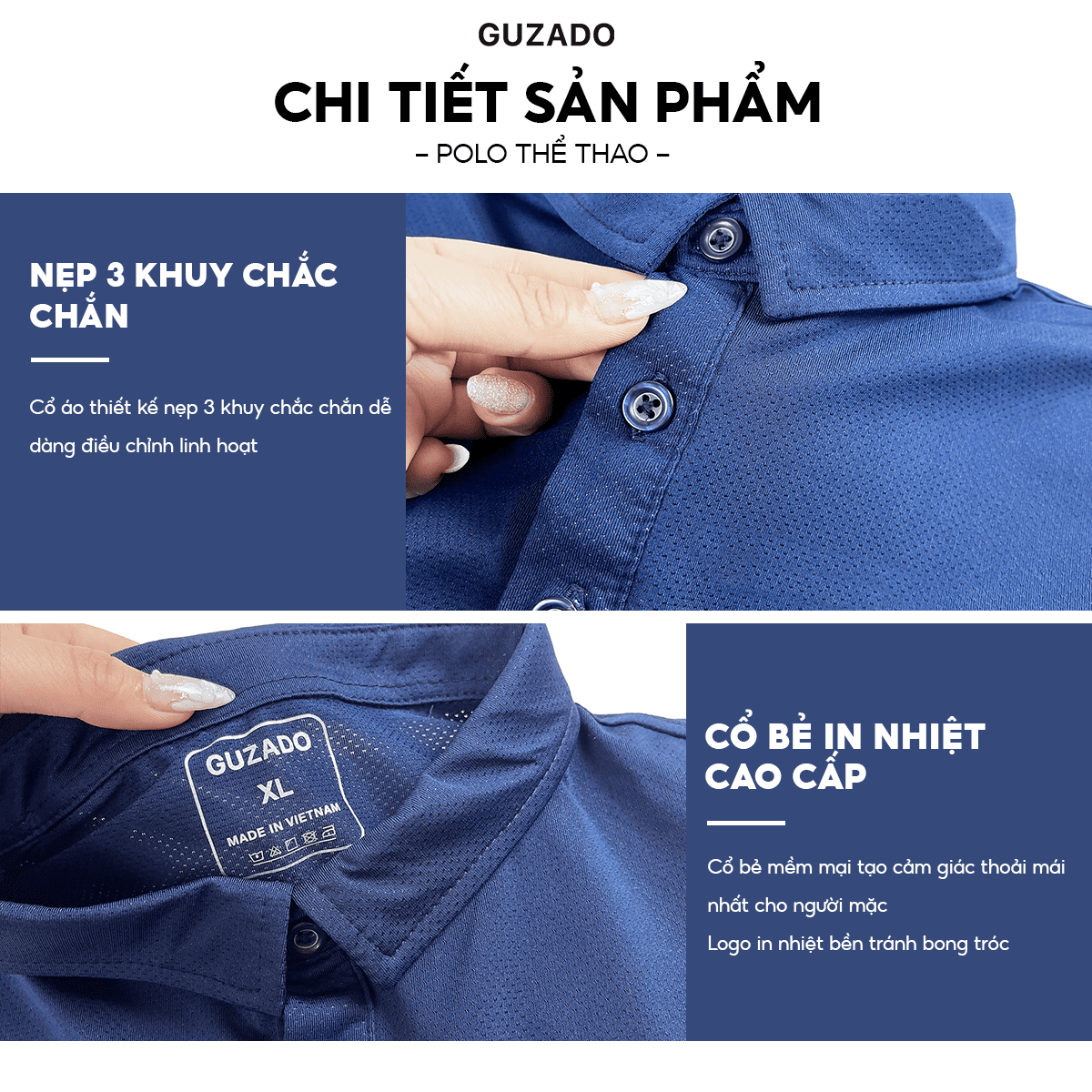 Áo Thun Nam Polo Cổ Bẻ Guzado Chất Coolmate Mát Lạnh Thấm Hút Cực Tốt Kiểu Dáng Basic Form Regular Fit GPL01