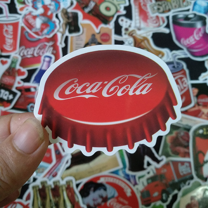 Bộ Sticker dán cao cấp chủ đề COCA-COLA - Dùng dán Xe, dán mũ bảo hiểm, dán Laptop...