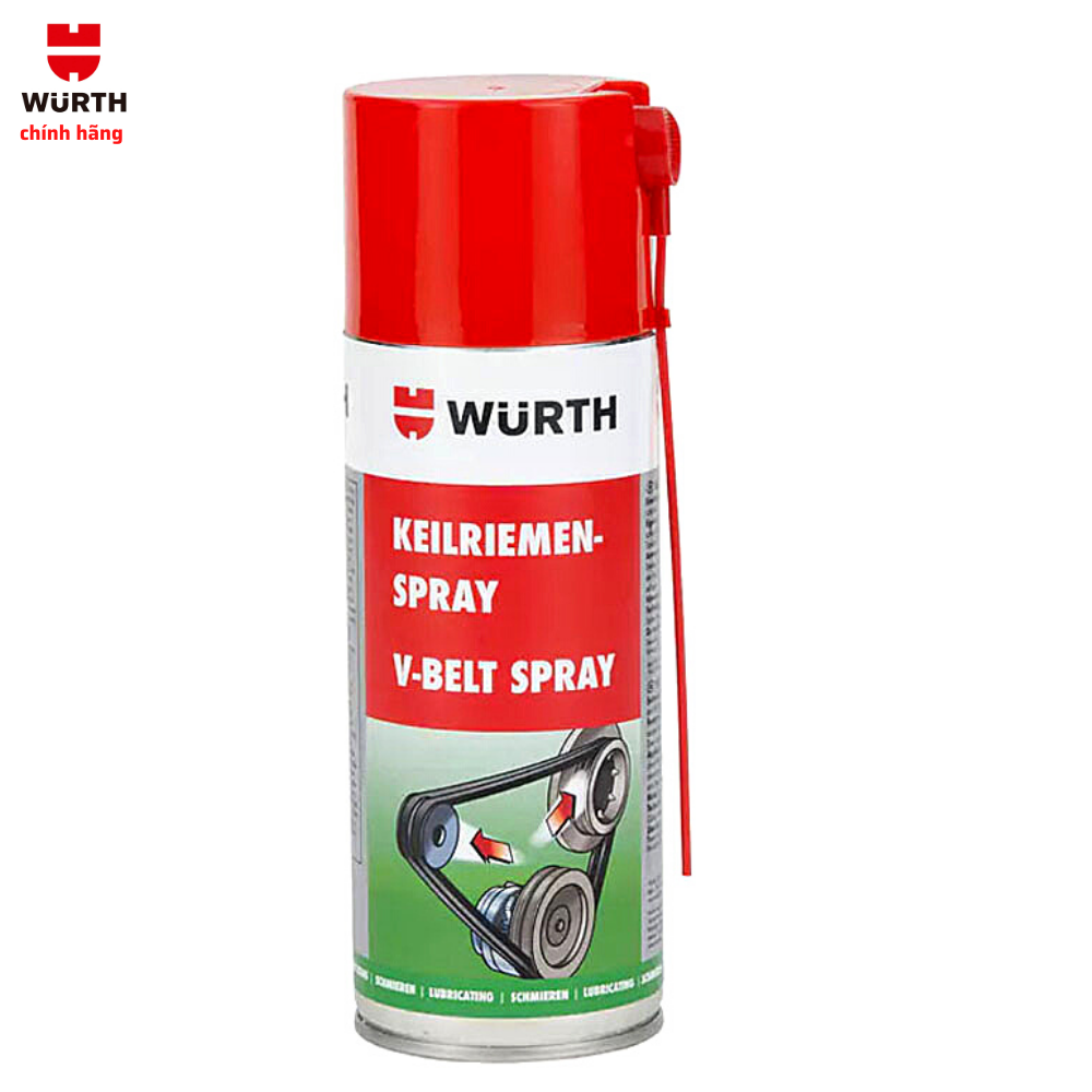 Bảo dưỡng dây curoa ô tô Wurth V-Belt Spray 400ml, xe mô tô phân khối lớn, động cơ có dây cu - roa