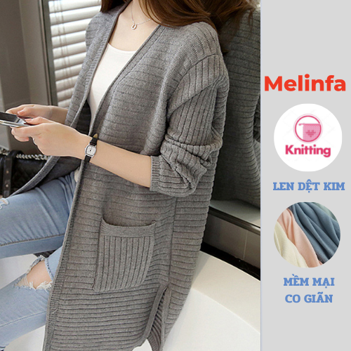 Áo len cardigan nữ, áo khoác len cardigan dáng dài sẻ tà kiểu dáng basic chất len mềm mịn co giãn thoải mái mã A0232