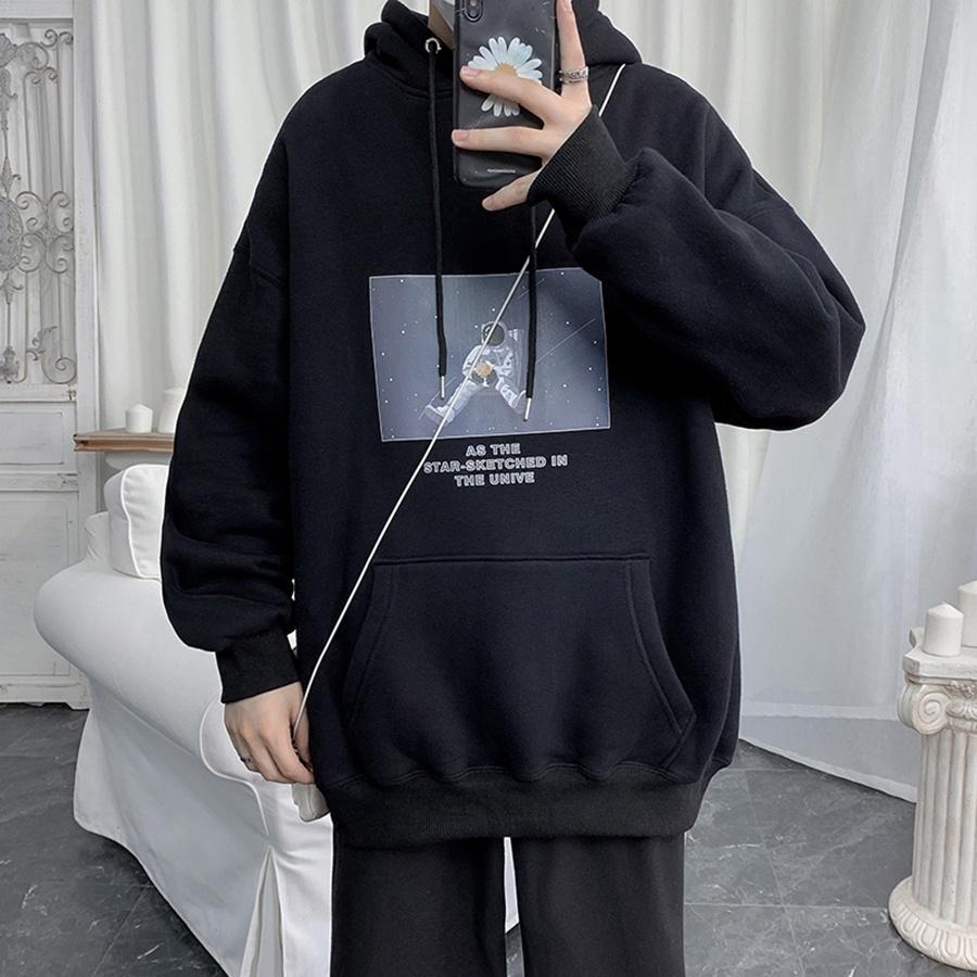 Áo mũ Hoodie Unisex Phi Hành Gia Phong Boutique form rộng 2 màu nỉ bông cặp đôi nam nữ Oversize Ulzzang thu đông