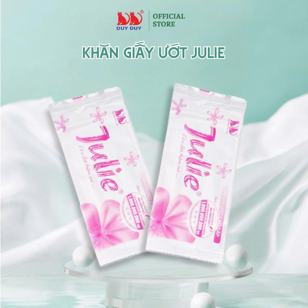 Khăn lạnh dùng một lần Julie vải lưới 20 cái 18x20cm hương hoa hồng không hóa chất