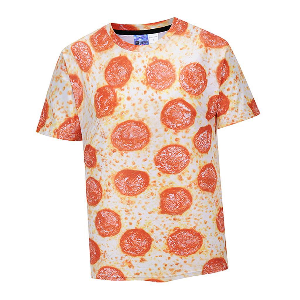 Funny Fashion T-Shirt Men's Pizza Food 3D Print Tops Short Sleeve O-neck Summer Sports Tee Shirt