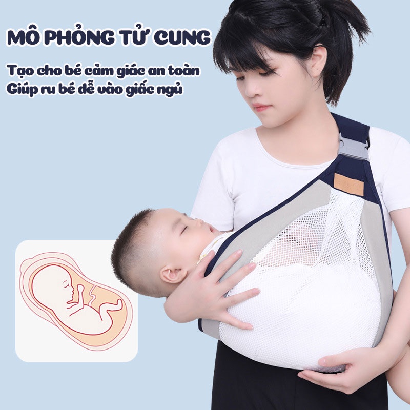 Địu Cho Bé Dạng Lưới Siêu Thoáng Khí An Toàn Tiện Lợi Cho Bé