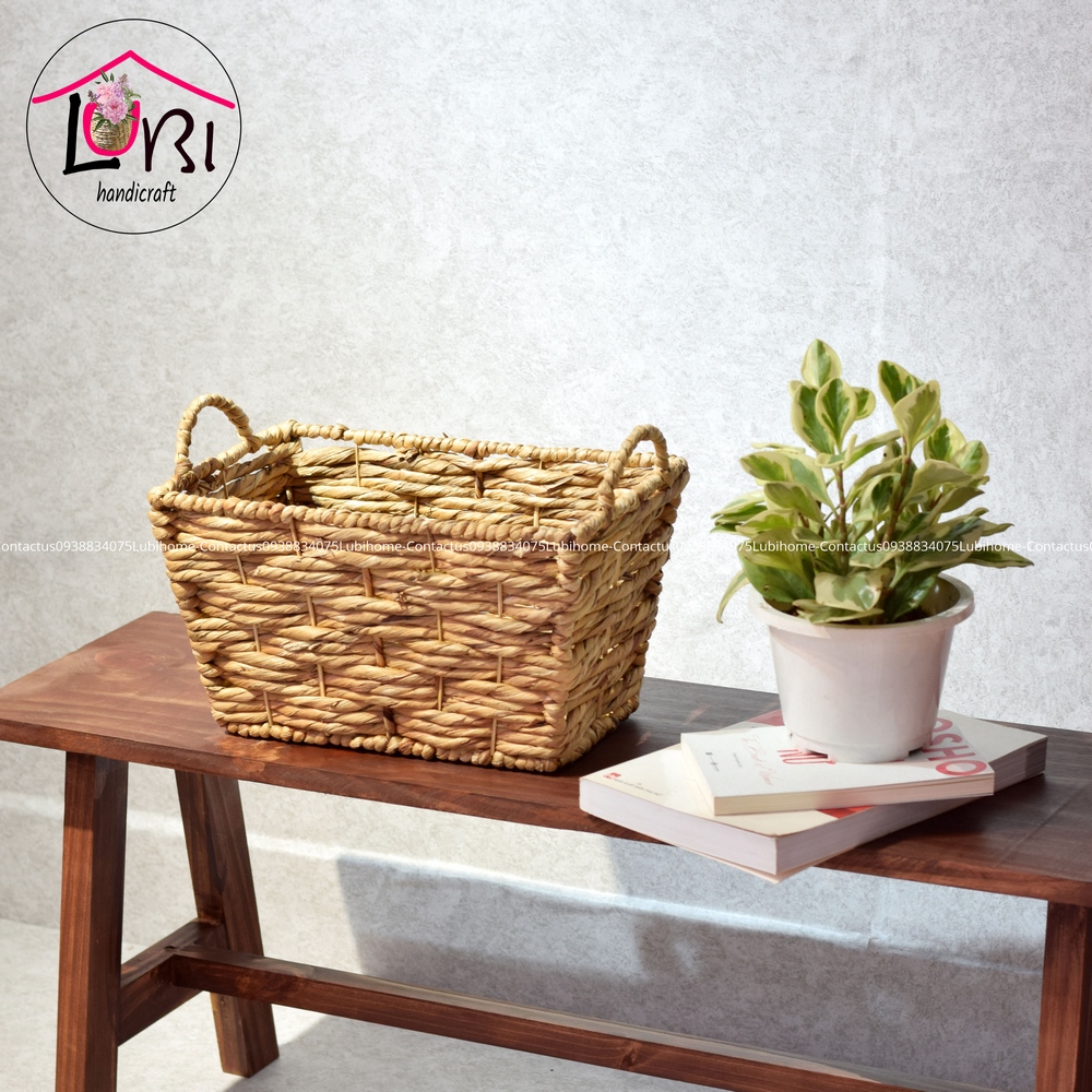 Lubihandicraft - Sọt đựng đồ đan lục bình hình chữ nhật côn đáy - bền đẹp