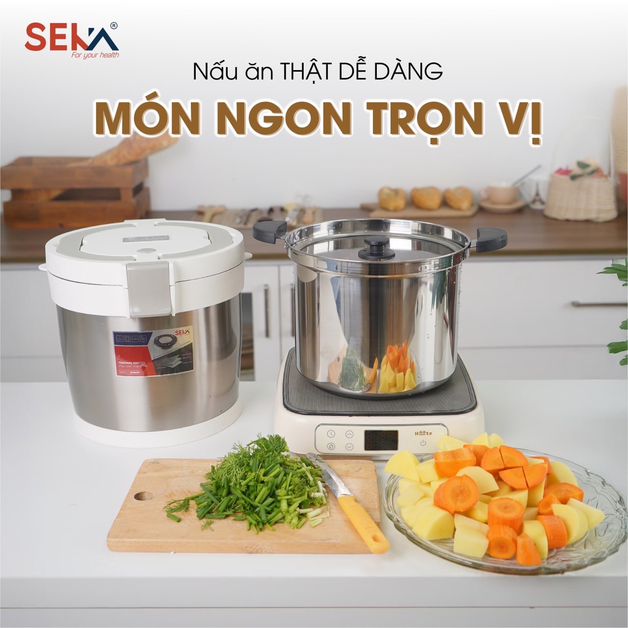 Nồi Ủ Chân Không SEKA SK6630 Dung Tích 7L inox304 Giữ Nhiệt Đến 24h Siêu Tiết Kiệm Nhiên Liệu - Hàng Chính Hãng