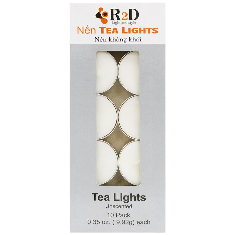 Hộp 10 Nến Không Khói Tealight Candle R2D - Màu Trắng