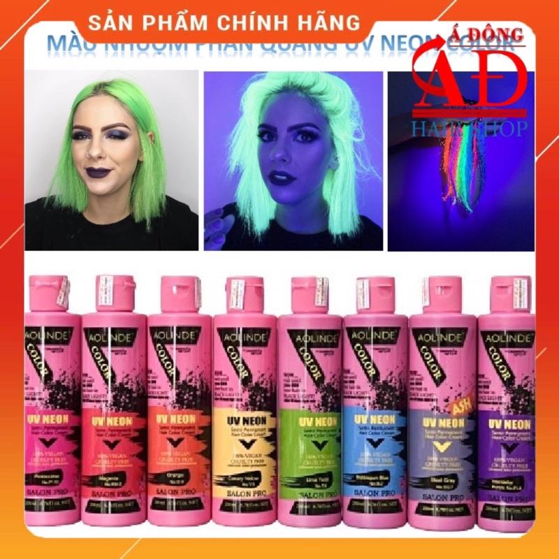 MÀU NHUỘM TÓC PHẢN QUANG HIGHLIGHT PHÁT SÁNG TRONG ĐÊM DƯỚI ĐÈN UV NEON AOLINDE 200ML