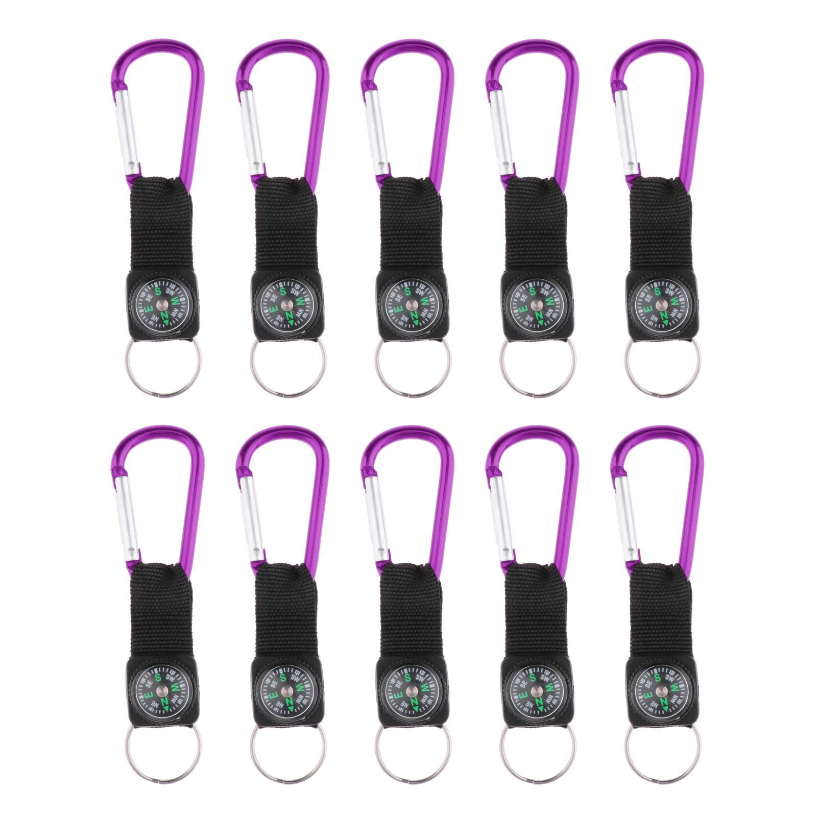 10Pcs Camping Carabiner Compass Keyring Climbing Equipment Black