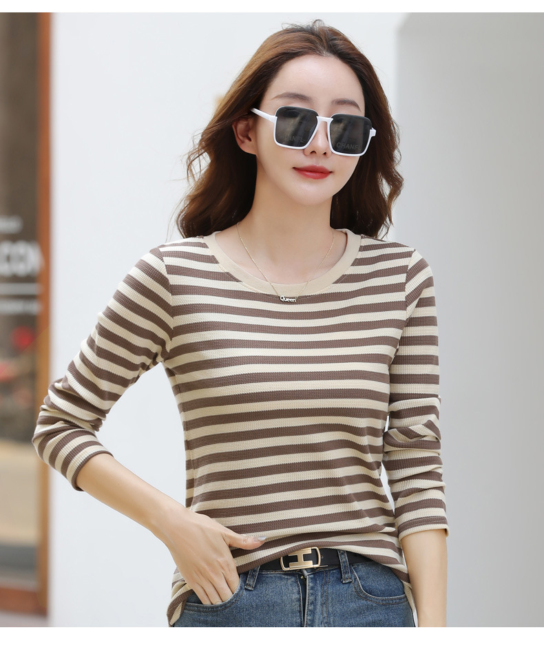 Áo Thun Dài Tay Sọc Ngang Cho Nữ Xuân Thu SM96 - Hàng Quảng Châu Cao Cấp