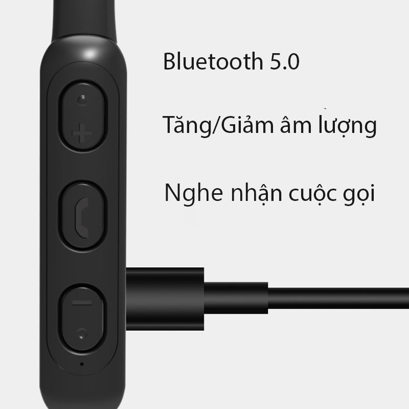 Tai Nghe Bluetooth MH07 Nhét Tai Quàng Cổ Nghe Nhạc Có Mic Đàm Thoại - Hàng Chính Hãng