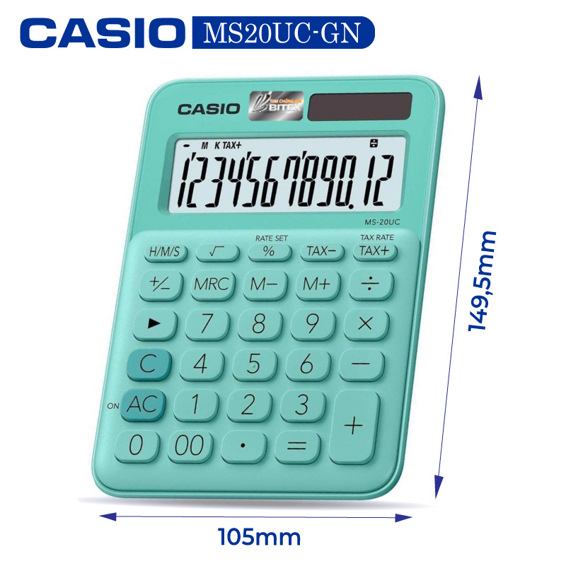 Máy tính Casio MS-20UC, Bảo hành 7 năm - Giao màu ngẫu nhiên - Hàng chính hãng Bitex