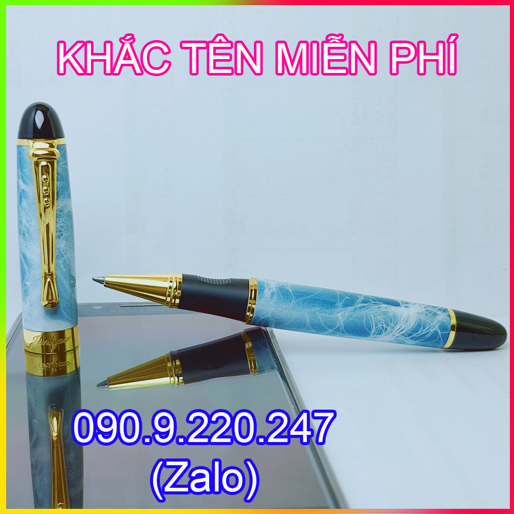 (Gift) Bút ký khắc tên cao cấp doanh nhân LC012, thép nguyên khối hoạ tiết vân đá, mực đều ở mọi góc nghiêng