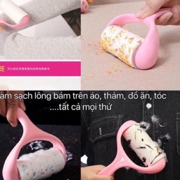 Cây Lăn Bụi Quần Áo, Lông Chó Mèo + Tặng Kèm 2 Cuộn Lăn Siêu Tiện Lợi