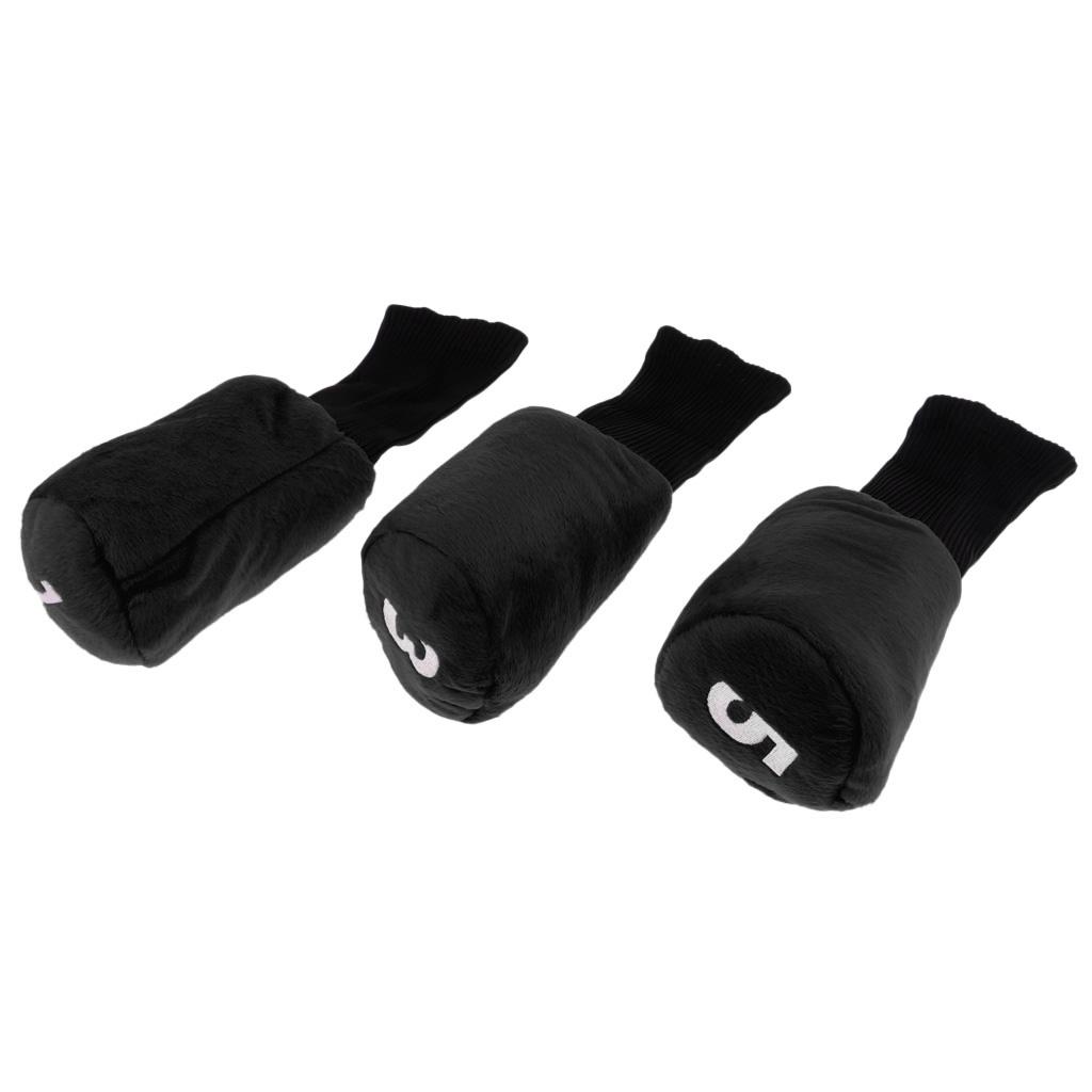 2x3pcs Long Neck Golf Club Head Cover Wood Headcover for Women Black