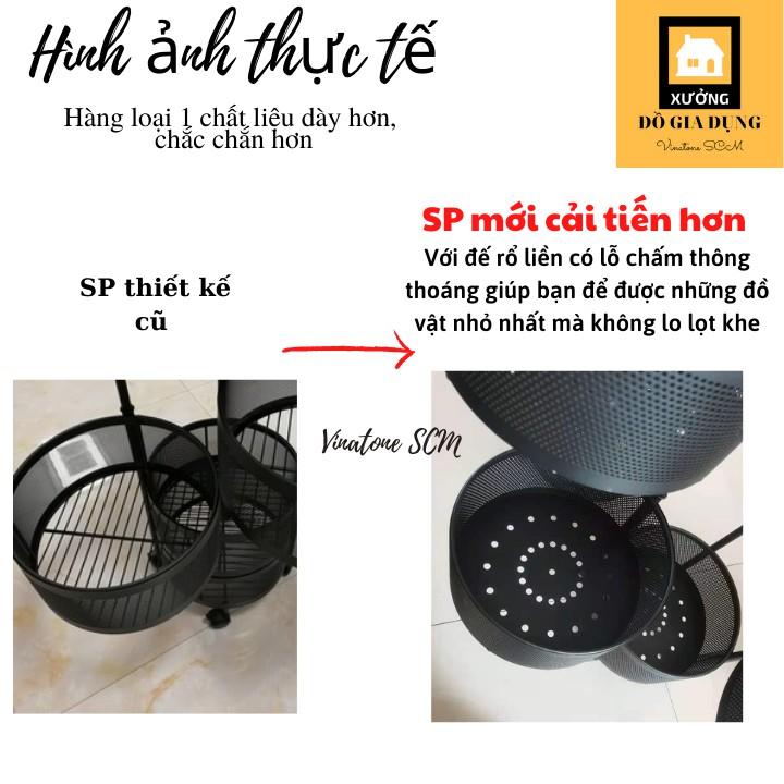Kệ bếp đa năng đựng rau củ quả và đồ gia dụng, di chuyển xoay 360*, dễ dàng lắp đặt, chất liệu thép không gỉ
