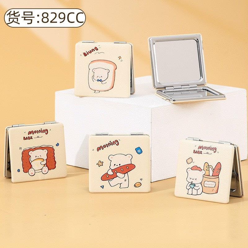 Gương trang điểm mini gập 2 mặt nhiều hình dễ thương 6x6cm