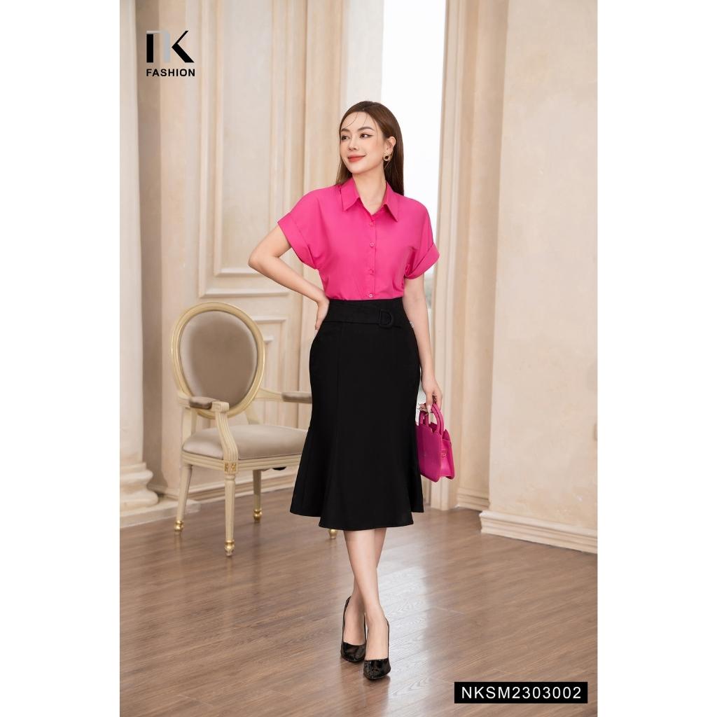 Áo Sơ Mi Nữ NK Fashion Thiết Kế Cổ Đức Vai Chờm Thanh Lịch Kiểu Dáng Đơn Giản Chất Vải Mềm Mịn Thoáng Mát NKSM2303002