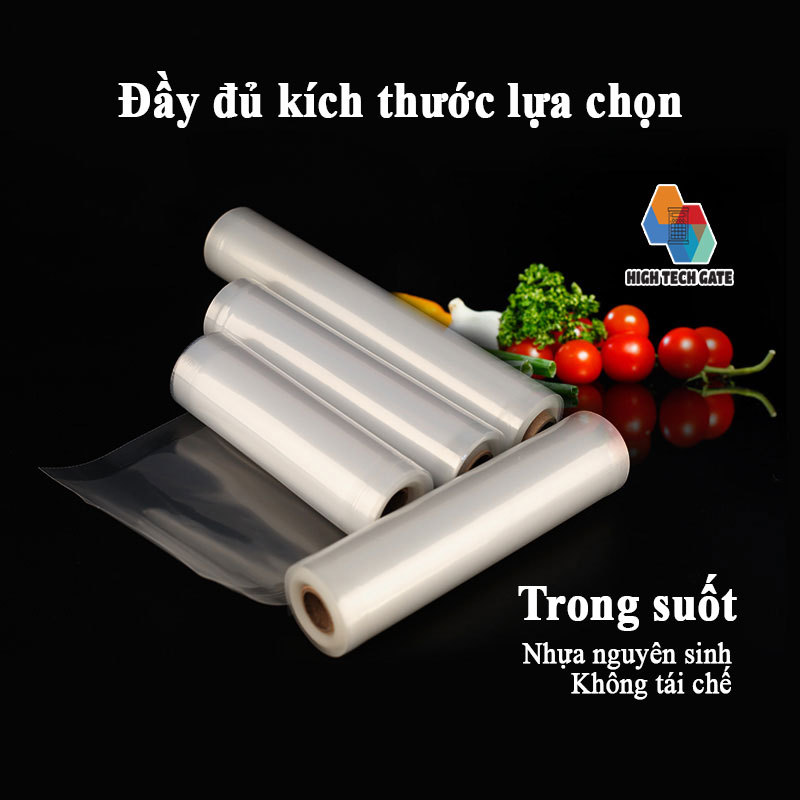 2 Cuộn Túi Hút Chân Không Thực Phẩm Trơn Phẳng 2 Mặt Chất Liệu PA Trong Suốt, Dẻo Dai Kín Khí, Đầy Đủ Kích Thước