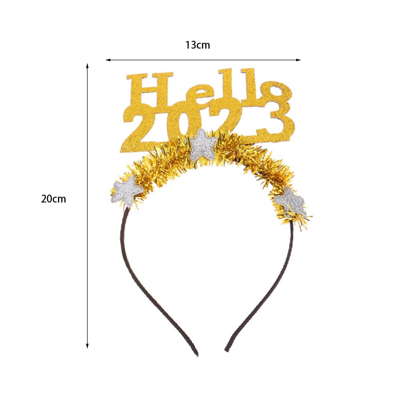 2Pcs Funny Happy New Year Headband Hair Hoop for Party Favor Kids