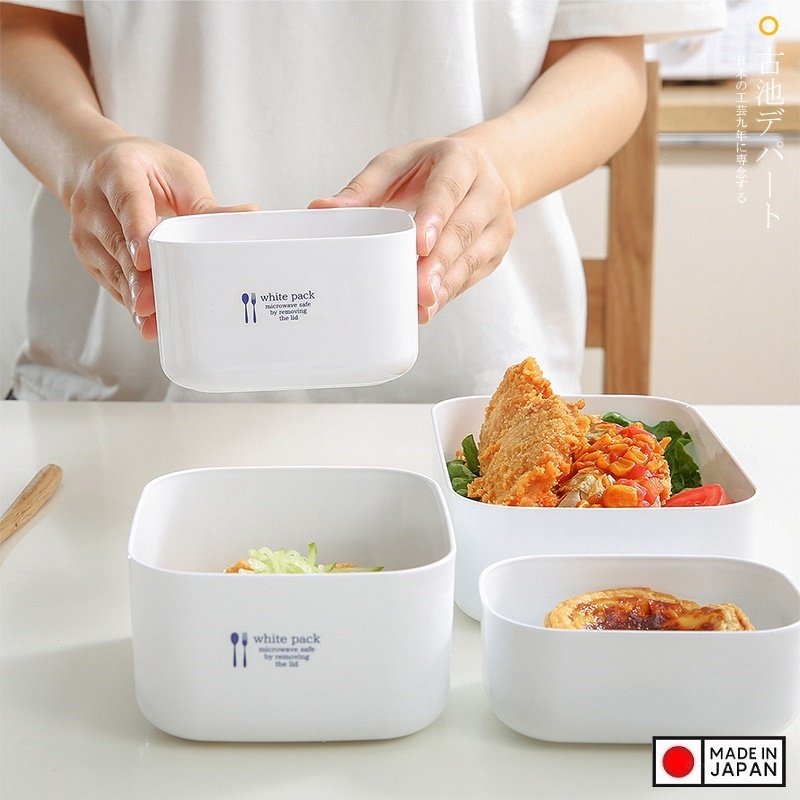 Set 02 hộp đựng thực vuông White Pack 190ml - Made in Japan